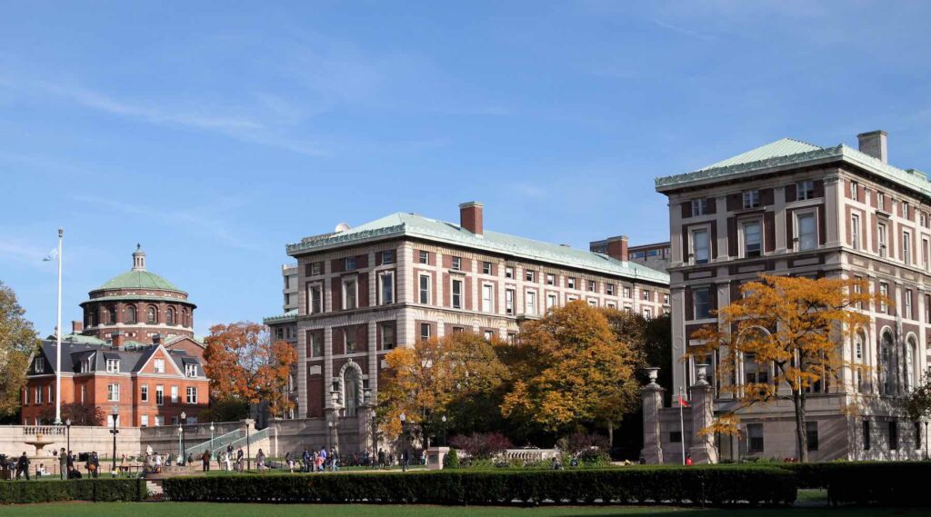 Central area of campus viewed in the fall.